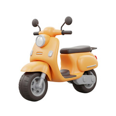 Rendered Orange Scooter with Detailed Design and Rounded Features