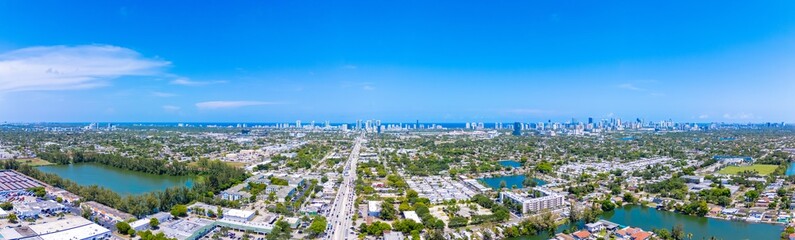 Aerial panorama Hallandale Beach Florida