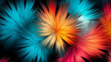 Fototapeta premium Abstract spiky colorful digital background in orange, teal, and red, vibrant modern geometric design