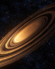 Zoomed ring arc showing gravitational confinement asymmetry Neptune Ring Arc Dynamics Ring gap simulation Space overlay render Digital art