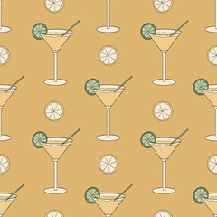 Seamless pattern with Margarita cocktails