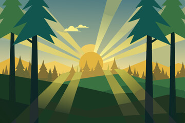 Sunrise in the Mountains A Serene Landscape Illustration