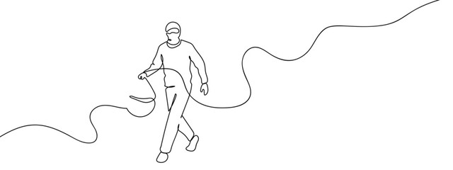 Continuous line, thief, robber Hand drawn vector art lines on transparent background. Editable strokes.