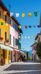 Fototapeta premium Colorful Easter Market in a Quaint Village Square With Handmade Crafts and Joyful Visitors Enjoying the Festive Atmosphere
