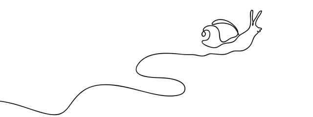 Continuous line snail Hand drawn vector art lines on transparent background. Editable strokes.