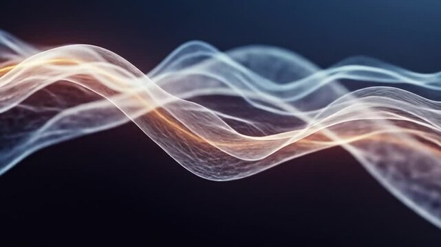 Abstract wavy forms of light and color on a dark background