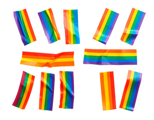 Cintas adhesivas color arcoiris arrugadas