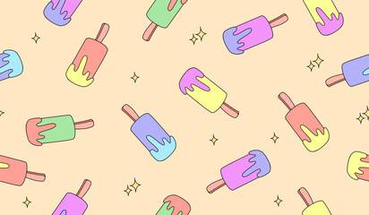 Cute ice cream pattern background vector design