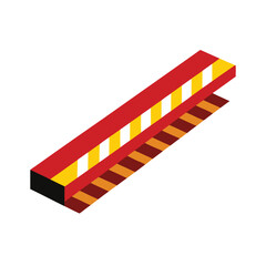 Isometric Illustration of a Red and Yellow Striped Railroad Crossing Barrier