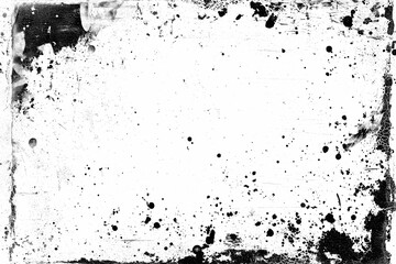 Dust, scratches and black paint splatters on transparent background (png image). Useful for art design, vintage film effects, and backgrounds