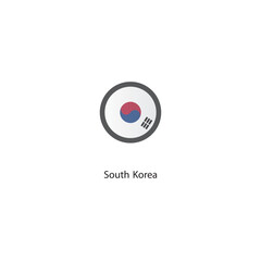 Round icon of South Korea flag. Simple vector illustration.
