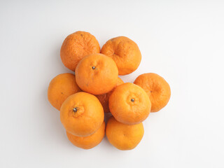 Mandarin oranges on white background
