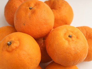 Mandarin oranges on white background