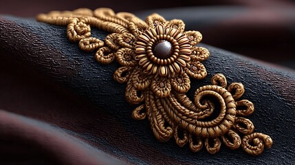 A deep burgundy background overlaid with ornate gold filigree lace scrollwork, shining with subtle highlights and casting gentle shadows