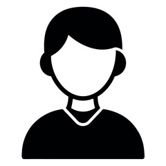 Black silhouette of a single minimalist male person in vector style. Ideal for profile icons, identity graphics, signage, apps, UX/UI, and clean modern branding projects.