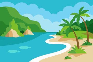 tropical island with palm trees