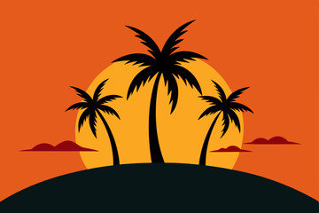 palm tree silhouette on the beach