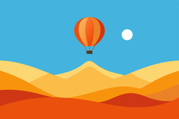 hot air balloon in the mountains