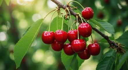 Harvesting fresh cherries orchard food natural light seasonal fruits