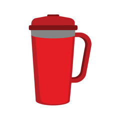 Obraz premium Red Plastic Pitcher with Handle Perfect for Hydration and Everyday Use