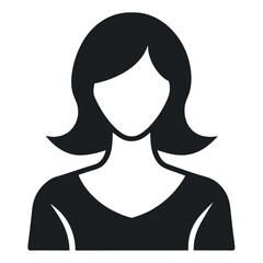 Black silhouette of a single minimalist female person in vector style. Great for profile icons, signage, apps, identity graphics, UX/UI design, and modern branding visuals.