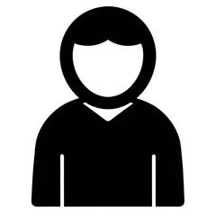 Black silhouette of a single minimalist female person in vector style. Great for profile icons, signage, apps, identity graphics, UX/UI design, and modern branding visuals.