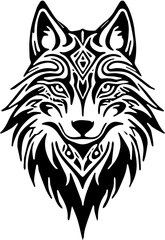 wolf head tribal tattoo