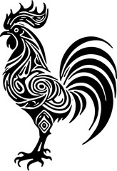 tribal rooster isolated on white background