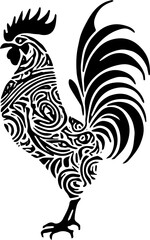 black and white tribal rooster 