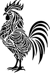 tribal rooster isolated on white background