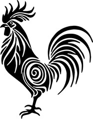 tribal rooster isolated on white background