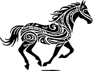 black tribal horse vector