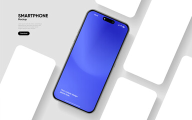 Realistic smartphone mockup. Mobile phone vector with isolated on white background. Device front view. 3D mobile phone with shadow. Realistic, high quality smart phone mockup for ui ux presentation.