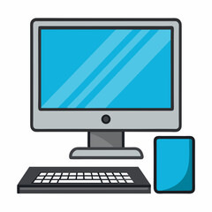 Minimal Desktop Computer Vector