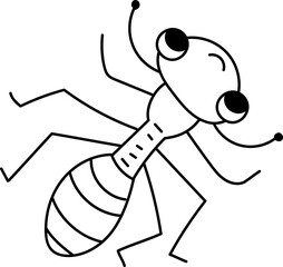 Cheerful Ant Line Drawing