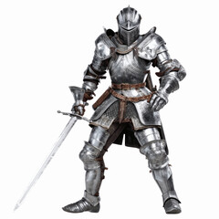 Fototapeta premium Medieval Knight in Full Plate Armor with Sword -