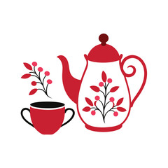 Elegant Red Teapot and Cup Illustration A Perfect Blend of Style and Tranquility
