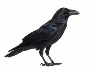 Obraz premium A majestic black crow perched with captivating presence. Its striking features and intelligent gaze offer a glimpse into the wild