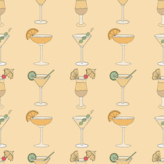 Seamless pattern with cocktails