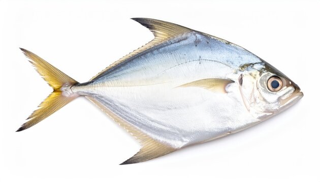 Silver Pomfret's Grace: A stunning silver pomfret showcases its elegant form. The perfect angle and fine details convey an excellent representation of aquatic life. 