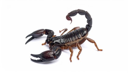 Majestic Scorpion : A detailed view of a scorpion, showcasing its menacing pincers, segmented body, and curved tail, conveying both danger and exotic beauty.