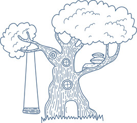 Treehouse with Swing Sketch