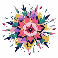 Minimal Floral Glitch Vector