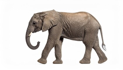 Fototapeta premium Majestic Elephant in Profile: The image captures the essence of a regal elephant, showcasing its impressive size and detailed features, perfect for projects on nature, conservation, and wildlife.