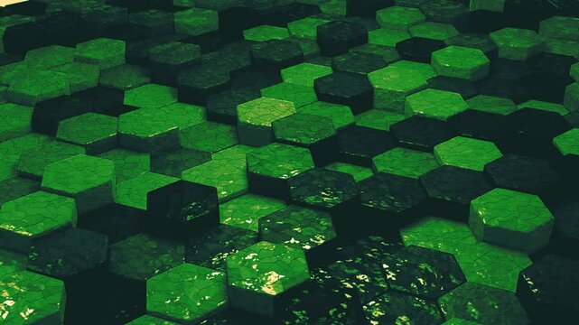 abstract green background with hexagons