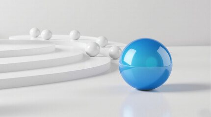 blue spheres on white background