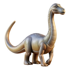 Obraz premium Isolated brachiosaurus dinosaur toy with long neck and tail standing on a black background surface