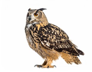 Majestic Owl's Vigil: A captivating portrait of a wise owl, its piercing gaze and detailed plumage capturing the essence of its inherent mystique and inherent grace. 