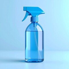 Blue Plastic Spray Bottle on Light Blue Background