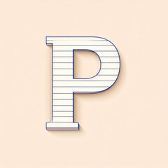 Striped Capital Letter P on Beige Background